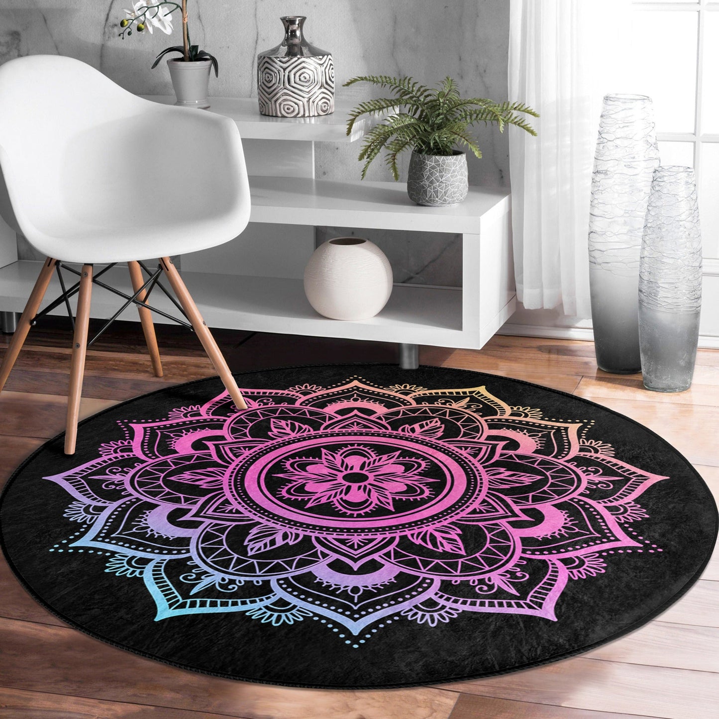 Radiant Mandala Round Rug