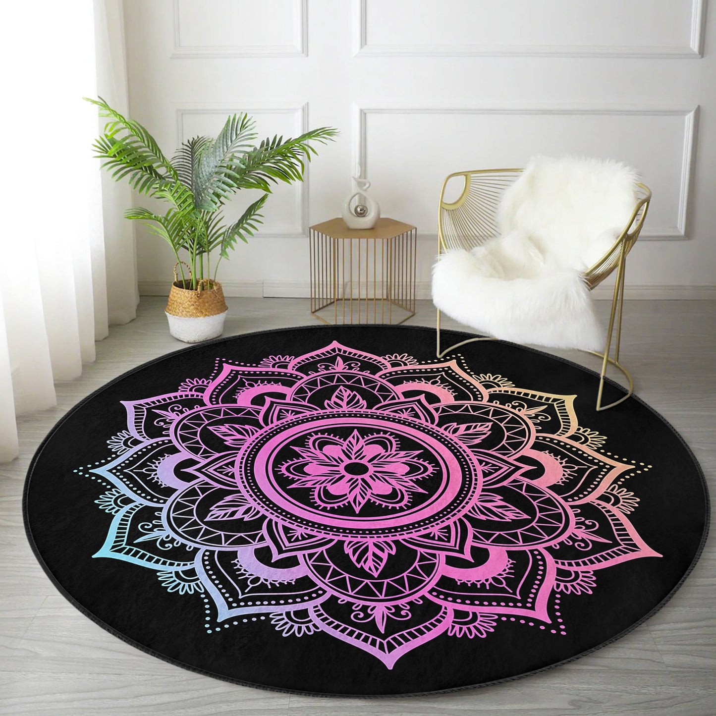 Radiant Mandala Round Rug