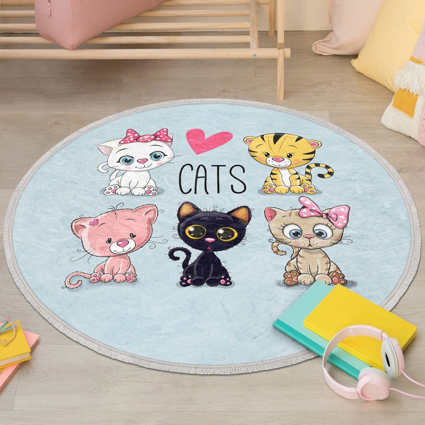 Cute Cats Printed Round Rug