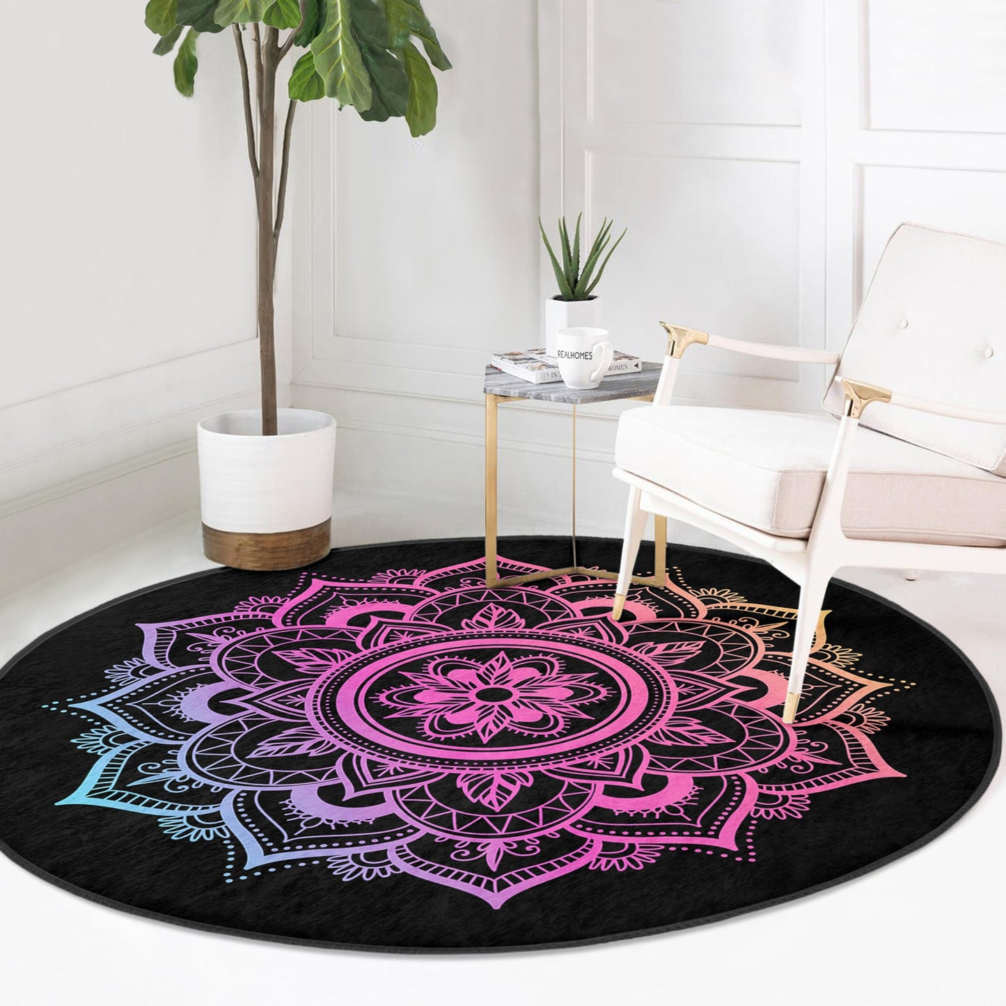 Radiant Mandala Round Rug