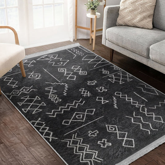 Black Aztec Pattern Rug