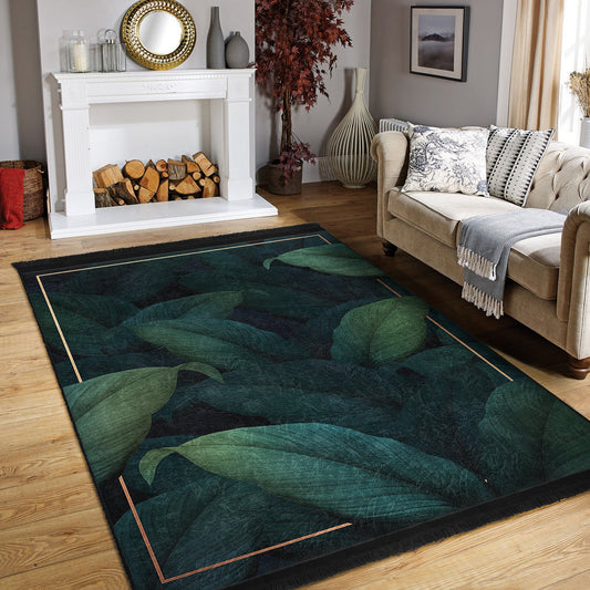 Green Floral Pattern Rug