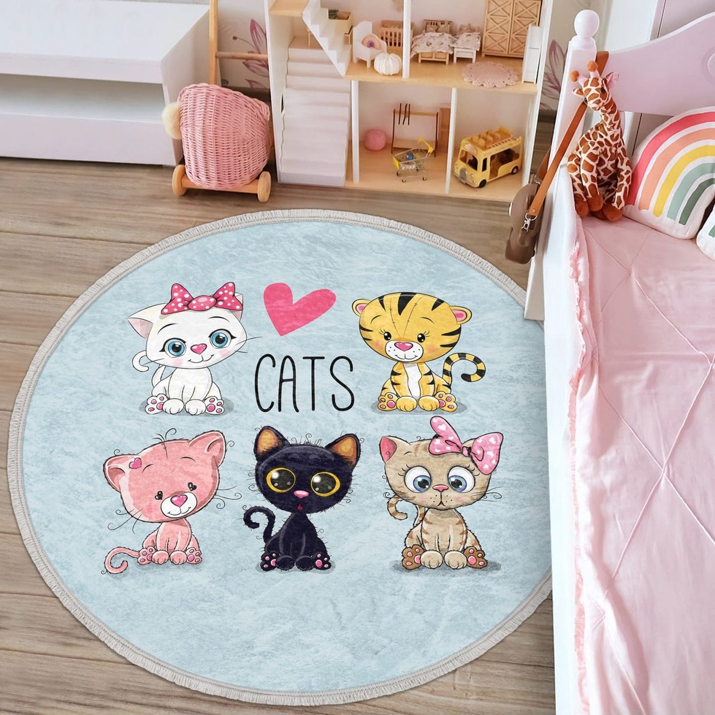 Cute Cats Printed Round Rug