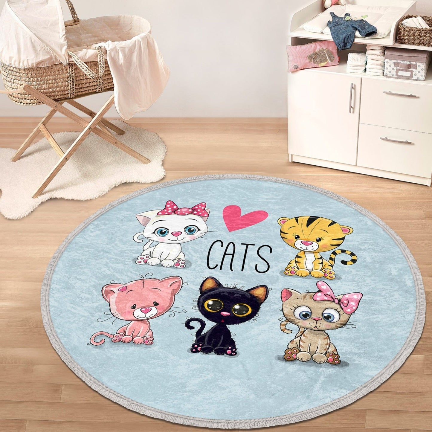 Cute Cats Printed Round Rug